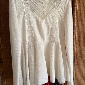Free People Ivory Lace Peplum Top Boho CottageCore FairyCore